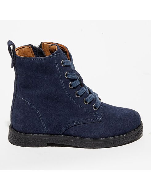 Boots en Velours de Cuir Bella marine