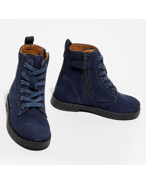 Boots en Velours de Cuir Bella marine