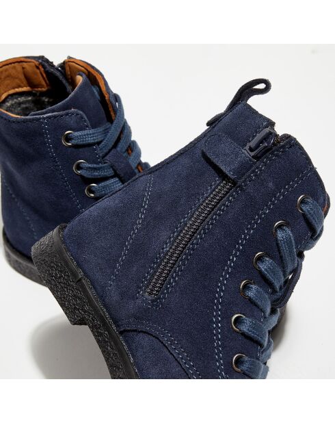 Boots en Velours de Cuir Bella marine