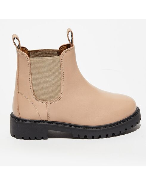 Chelsea boots en Cuir Poussin taupe