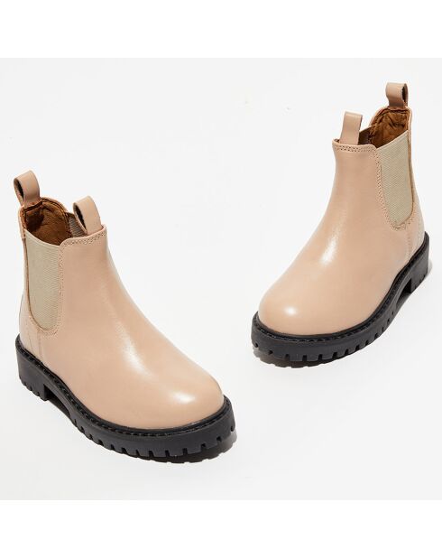 Chelsea boots en Cuir Poussin taupe