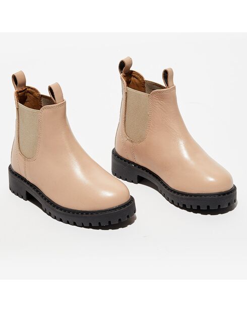 Chelsea boots en Cuir Poussin taupe
