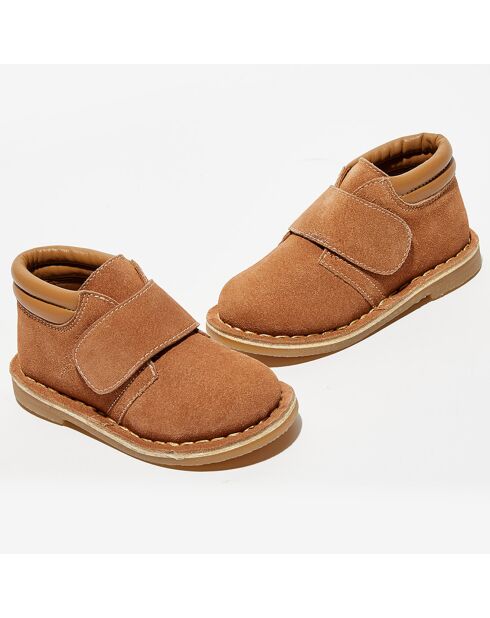 Bottillons en Velours de Cuir Chouchou camel