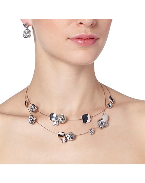 Parure Noha argenté/blanc