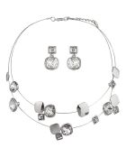 Parure Noha argenté/blanc