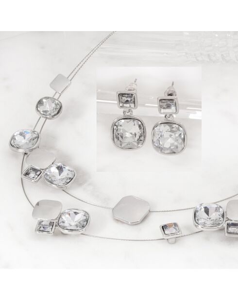 Parure Noha argenté/blanc