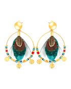 Boucles d'oreilles Plumea doré/vert