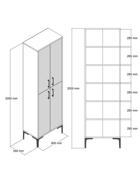 Meuble de rangement Berlin bois - 60x200x35 cm