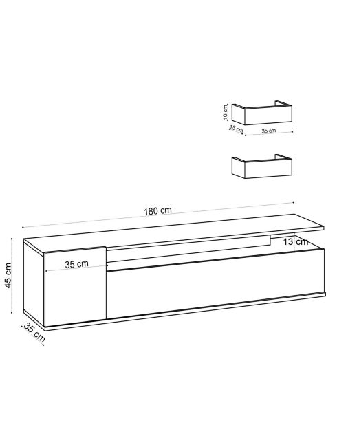Mueble TV de madera Alika - 180x45x35 cm