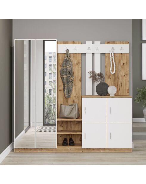 Meuble d'entrée DD9 bois - 187.2x180x37.5 cm