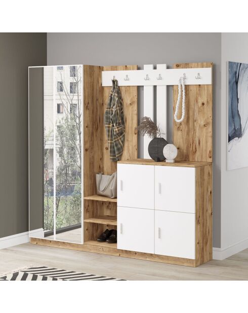 Meuble d'entrée DD9 bois - 187.2x180x37.5 cm