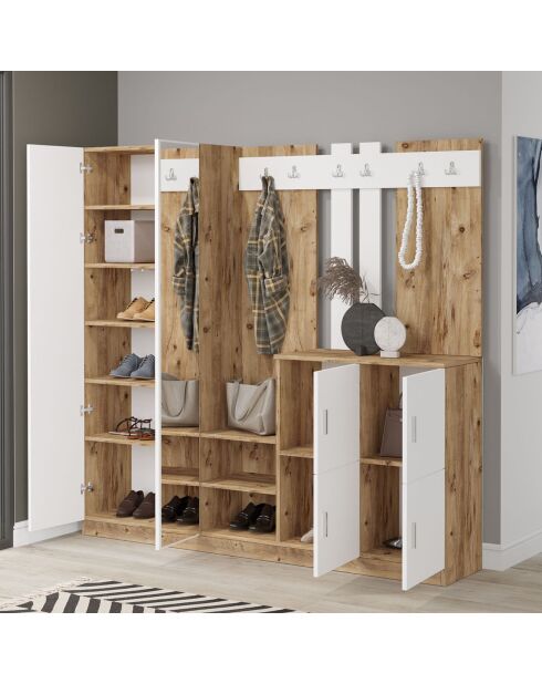 Meuble d'entrée DD9 bois - 187.2x180x37.5 cm
