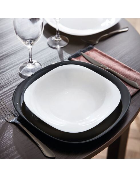6 Assiettes creuses Carine blanches - D.21.2 cm