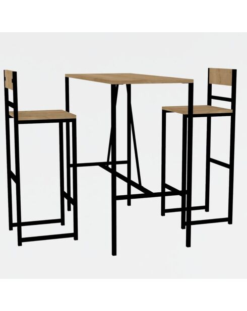 Table haute + 2 chaises tibet marron