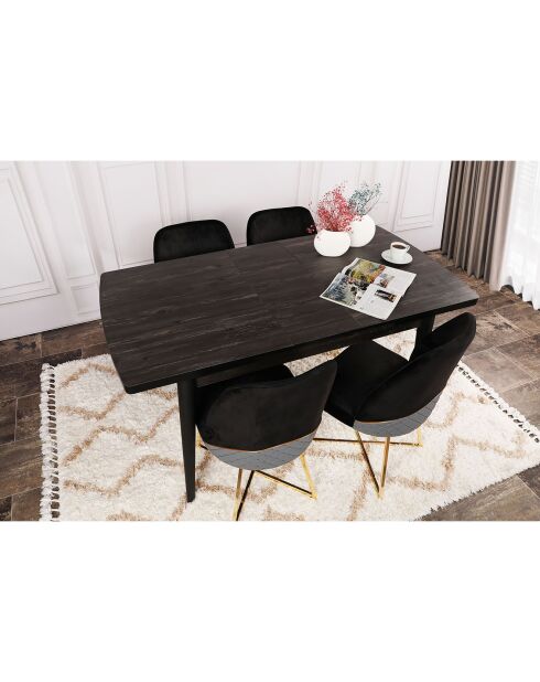 Table à manger inci noir -130+30x79x80 cm