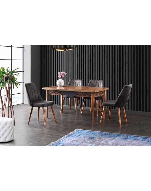 Table à manger Mira anthracite 130x75x80 cm