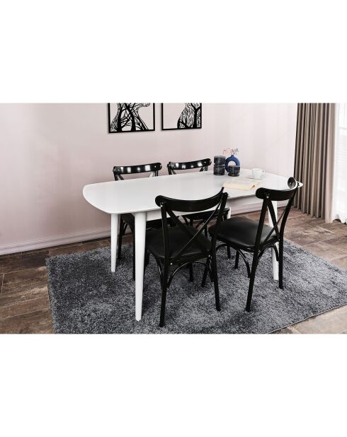 Table à manger Retro blanche - 130+30x75x80 cm