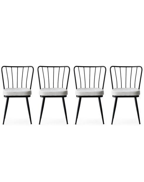 4 chaises yildiz noir/blanc - 43x82x42 cm