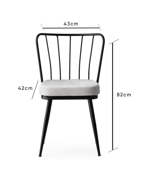 4 chaises yildiz noir/blanc - 43x82x42 cm