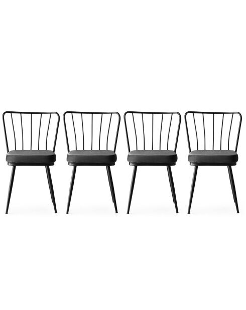 4 Chaises Yildiz noires - 43x82x42 cm