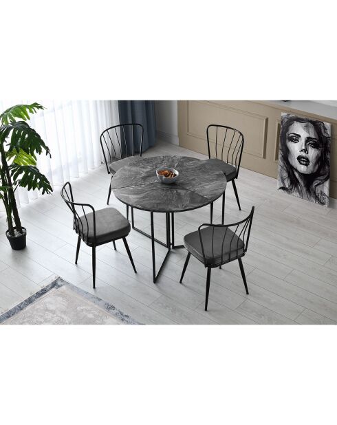 4 Chaises Yildiz noires - 43x82x42 cm