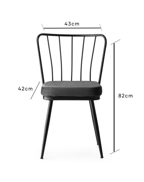 4 Chaises Yildiz noires - 43x82x42 cm