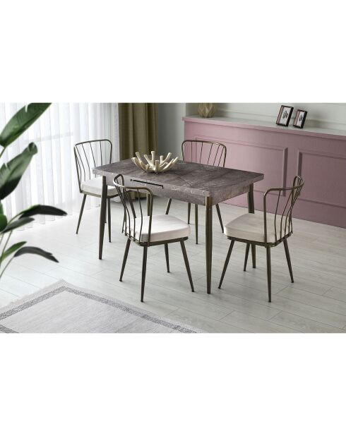 4 Chaises Yildiz  blanc/noir - 43x82x42 cm