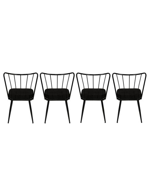 4 Chaises Yildiz noires - 43x82x42 cm