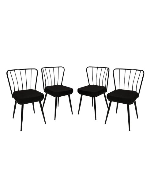 4 Chaises Yildiz noires - 43x82x42 cm