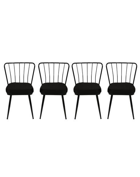 4 Chaises Yildiz noires - 43x82x42 cm