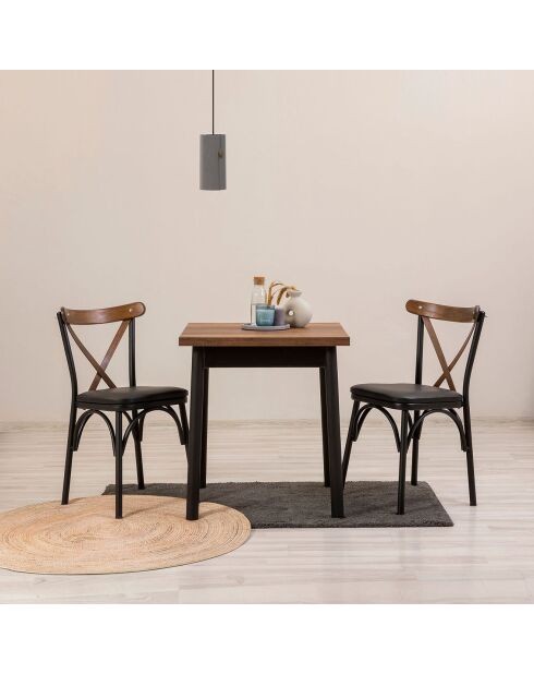 Table + 2 chaises OLV noir