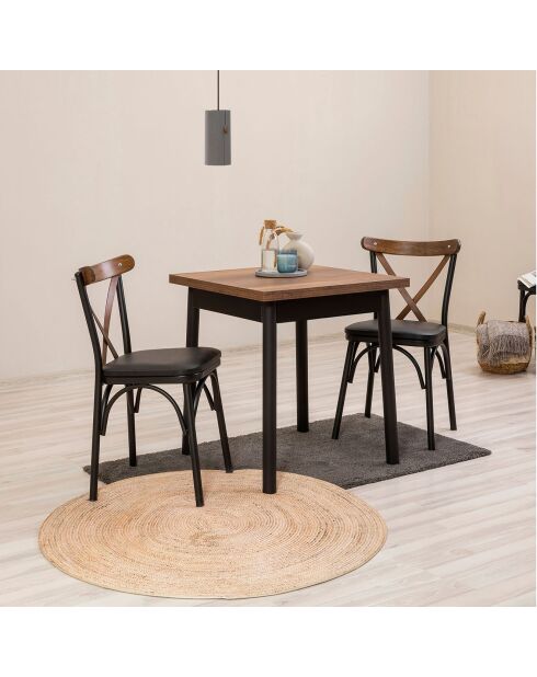 Table + 2 chaises OLV noir