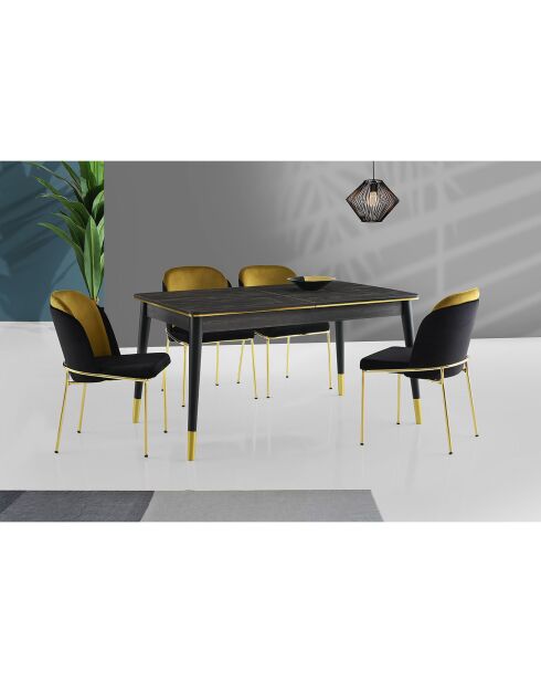 Table à manger Flora noire - 146x78x90 cm