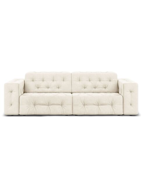 Canapé Velours Aldo 3 Places beige clair - 204x102x70 cm
