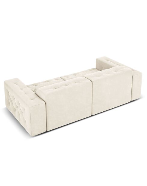 Canapé Velours Aldo 3 Places beige clair - 204x102x70 cm
