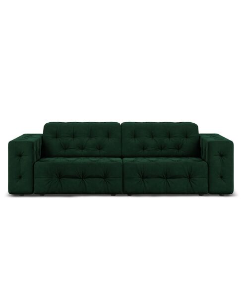 Canapé Velours Aldo 3 Places vert bouteille - 204x102x70 cm