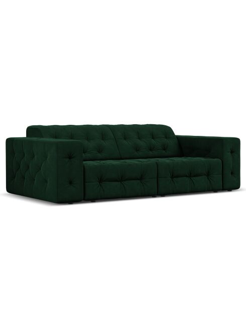 Canapé Velours Aldo 3 Places vert bouteille - 204x102x70 cm