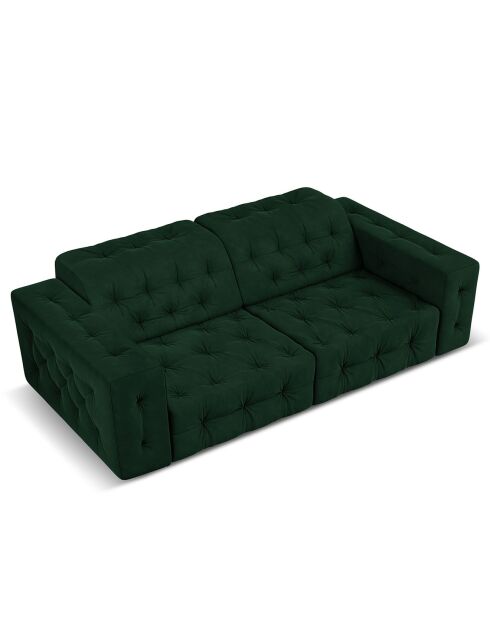 Canapé Velours Aldo 3 Places vert bouteille - 204x102x70 cm