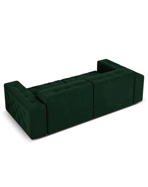 Canapé Velours Aldo 3 Places vert bouteille - 204x102x70 cm
