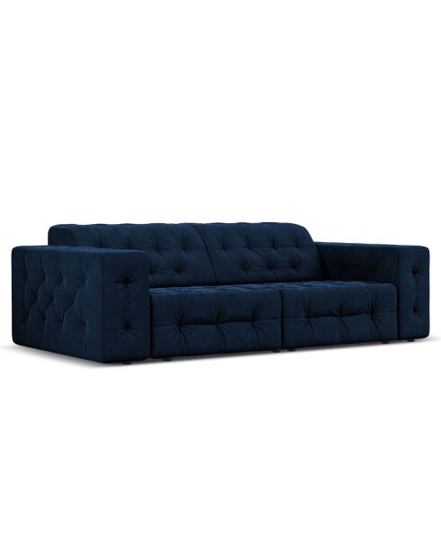 Canapé Velours Aldo 3 Places bleu roi - 204x102x70 cm