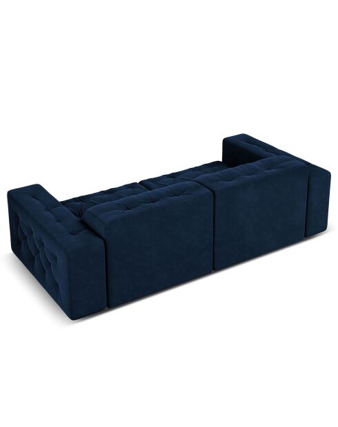 Canapé Velours Aldo 3 Places bleu roi - 204x102x70 cm