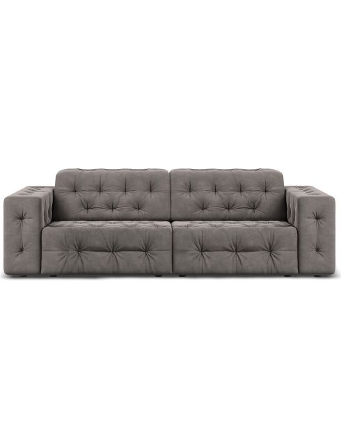 Canapé Velours Aldo 3 Places gris clair - 204x102x70 cm