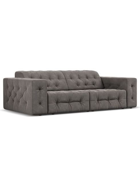 Canapé Velours Aldo 3 Places gris clair - 204x102x70 cm