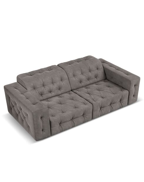 Canapé Velours Aldo 3 Places gris clair - 204x102x70 cm