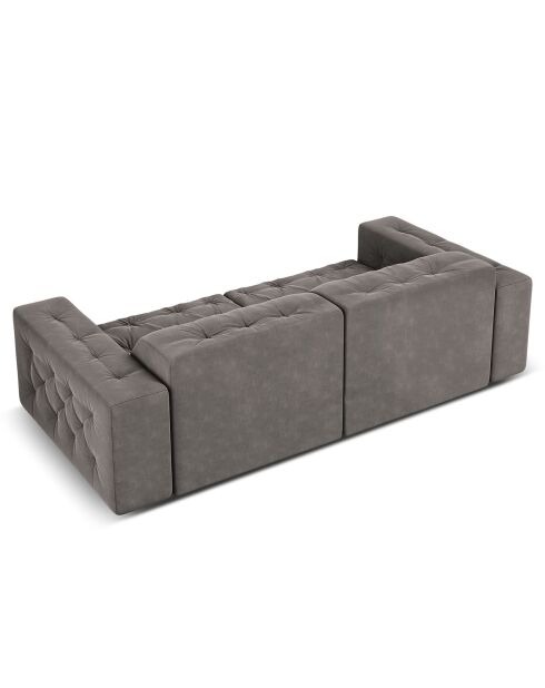 Canapé Velours Aldo 3 Places gris clair - 204x102x70 cm