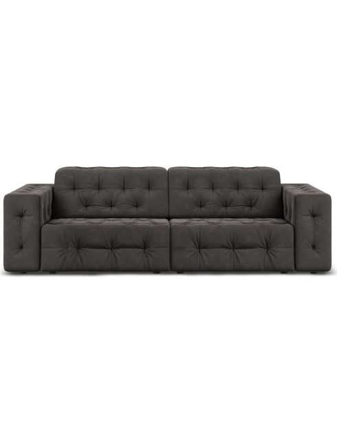 Canapé Velours Aldo 3 Places gris foncé - 204x102x70 cm