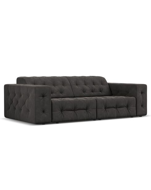 Canapé Velours Aldo 3 Places gris foncé - 204x102x70 cm