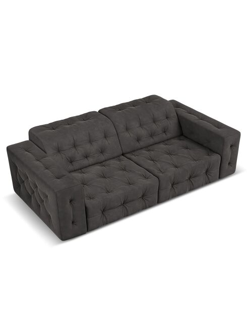 Canapé Velours Aldo 3 Places gris foncé - 204x102x70 cm