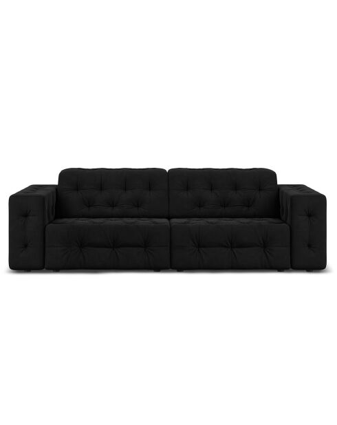 Canapé Velours Aldo 3 Places noir - 204x102x70 cm