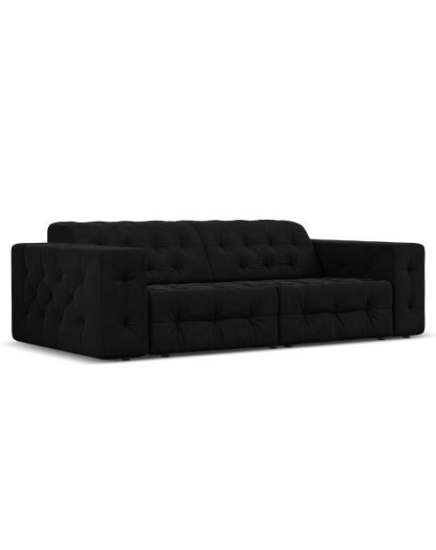 Canapé Velours Aldo 3 Places noir - 204x102x70 cm